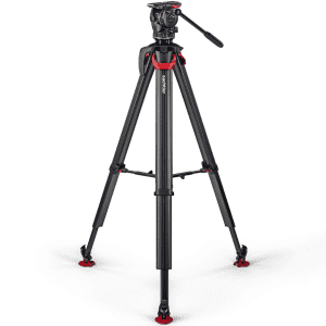A photo of a Sachtler Flowtech 75 stativ, placed on a white background.