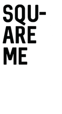 Logo of a Squareme video production, in a black and white version.